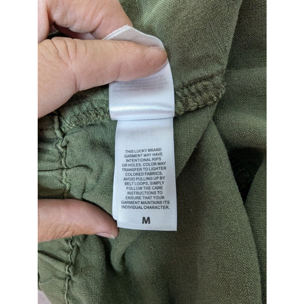 Lucky Brand Shorts Womens M Green Linen Blend High Waist Paperbag Waist Belt - Picture 6 of 9